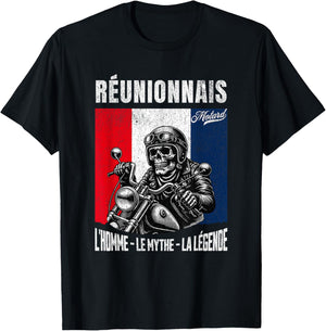 Réunionnais Biker Humour Man Reunion Island , Black, S T-Shirt - T-Shirt | Black