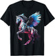 Pegasus Robot Art Animal Horse Geometric Graphic Unicorn T-Shirt - T-Shirt | Black