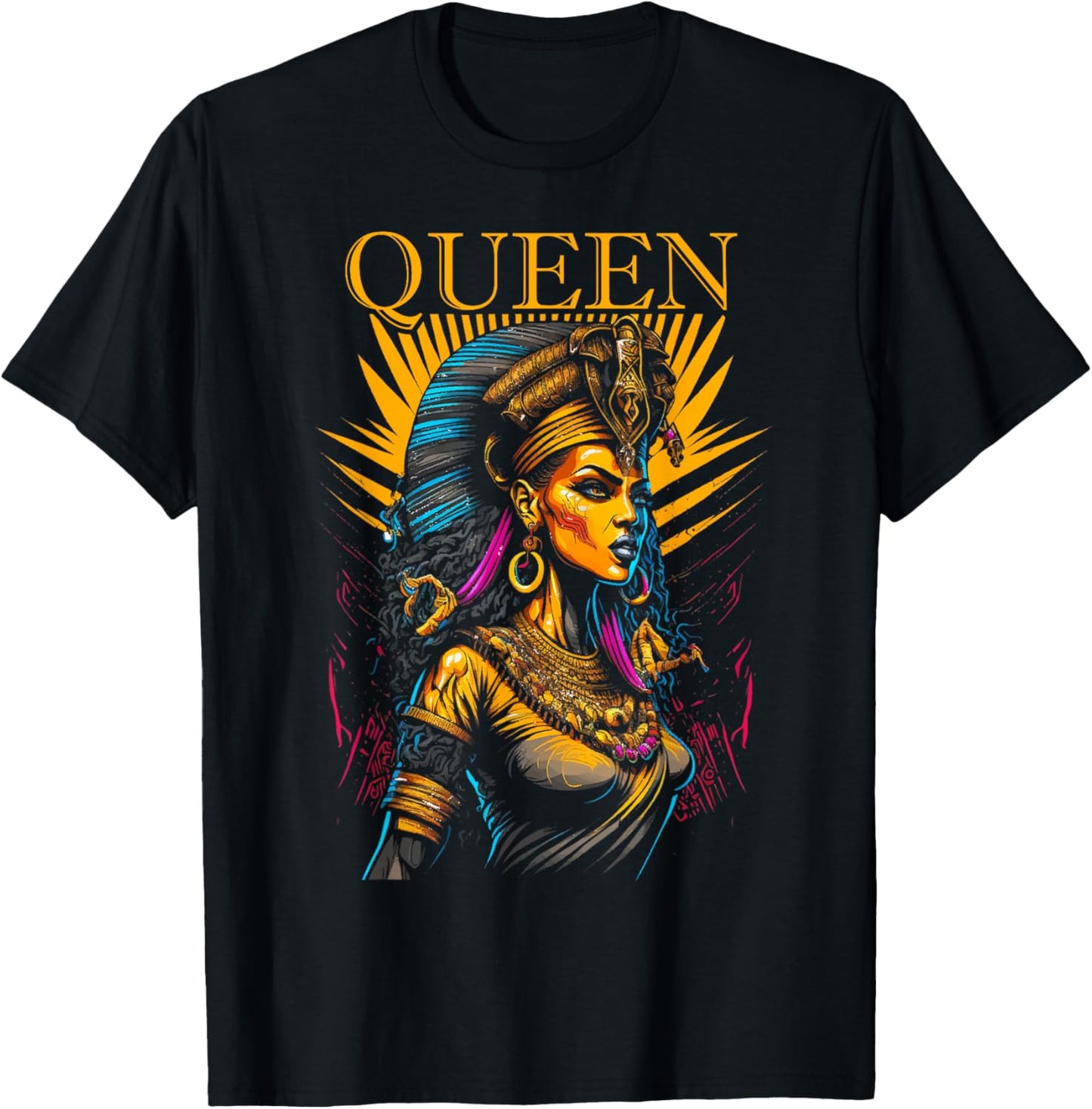 Egyptian Queen Pharaoh Ancient Egypt Couples Kemet T-Shirt - T-Shirt | Black