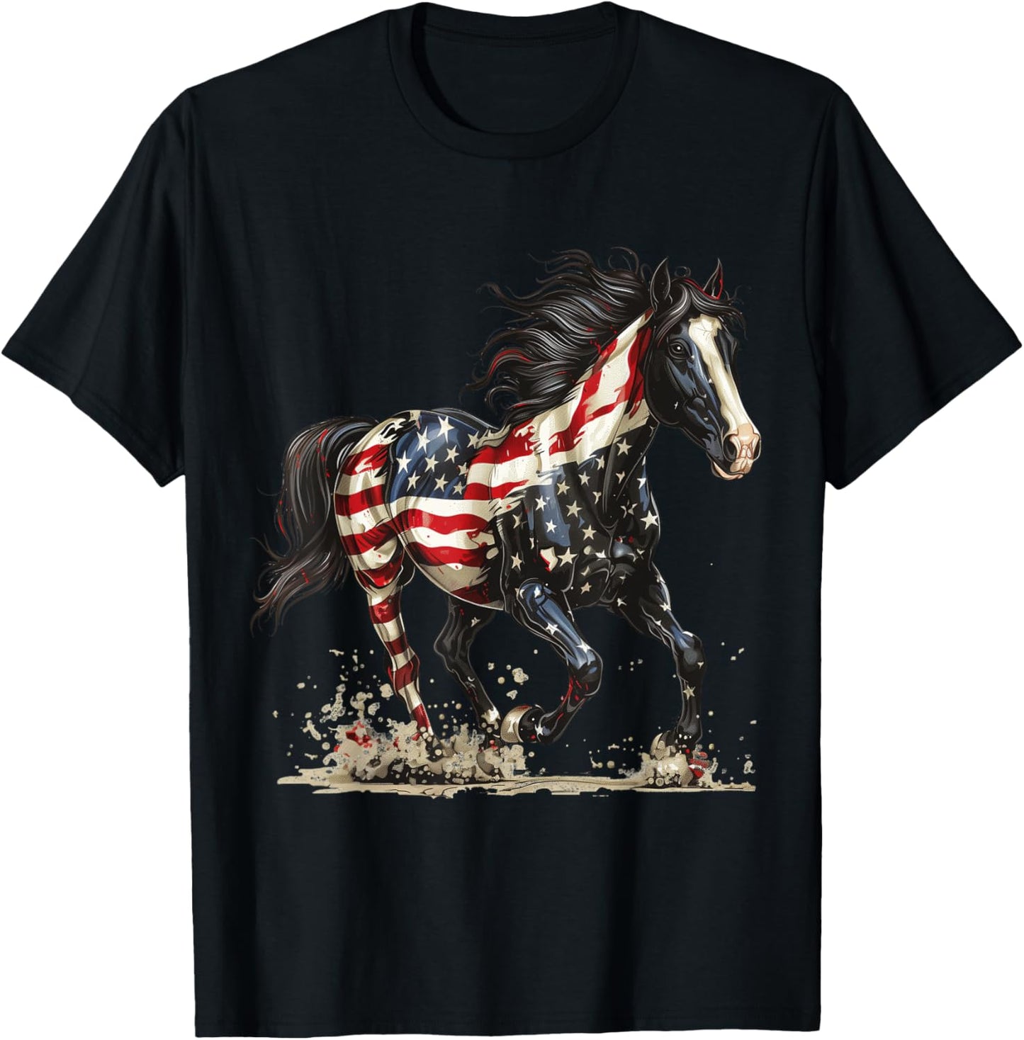 Patriotic Horse USA Flag Vintage Horse 4th of July T-Shirt - T-Shirt | Black