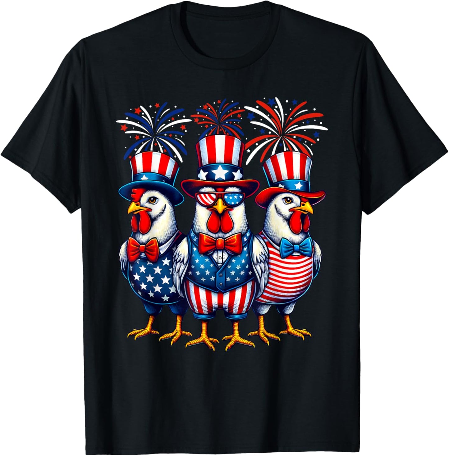Patriotic Chicken USA Flag Chicken Lover 4th of July T-Shirt - T-Shirt | Black
