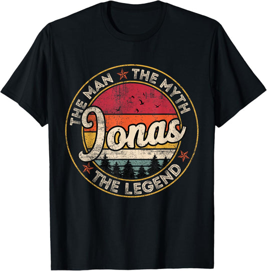 Jonas The Man The Myth The Legend Personalized Name T-Shirt - T-Shirt | Black