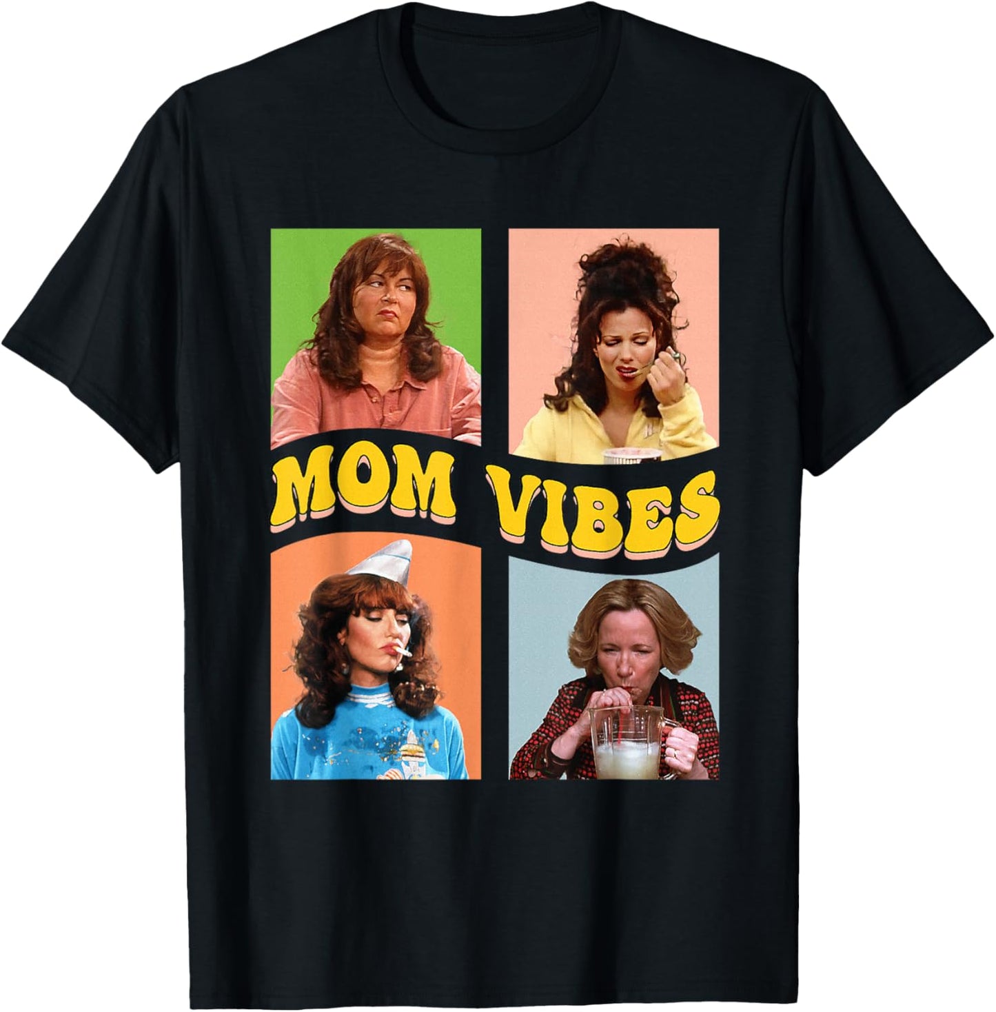 Retro Nineties Mom Vibes Vintage Mother's Day Shirt Women , Black, S T-Shirt - T-Shirt | Black