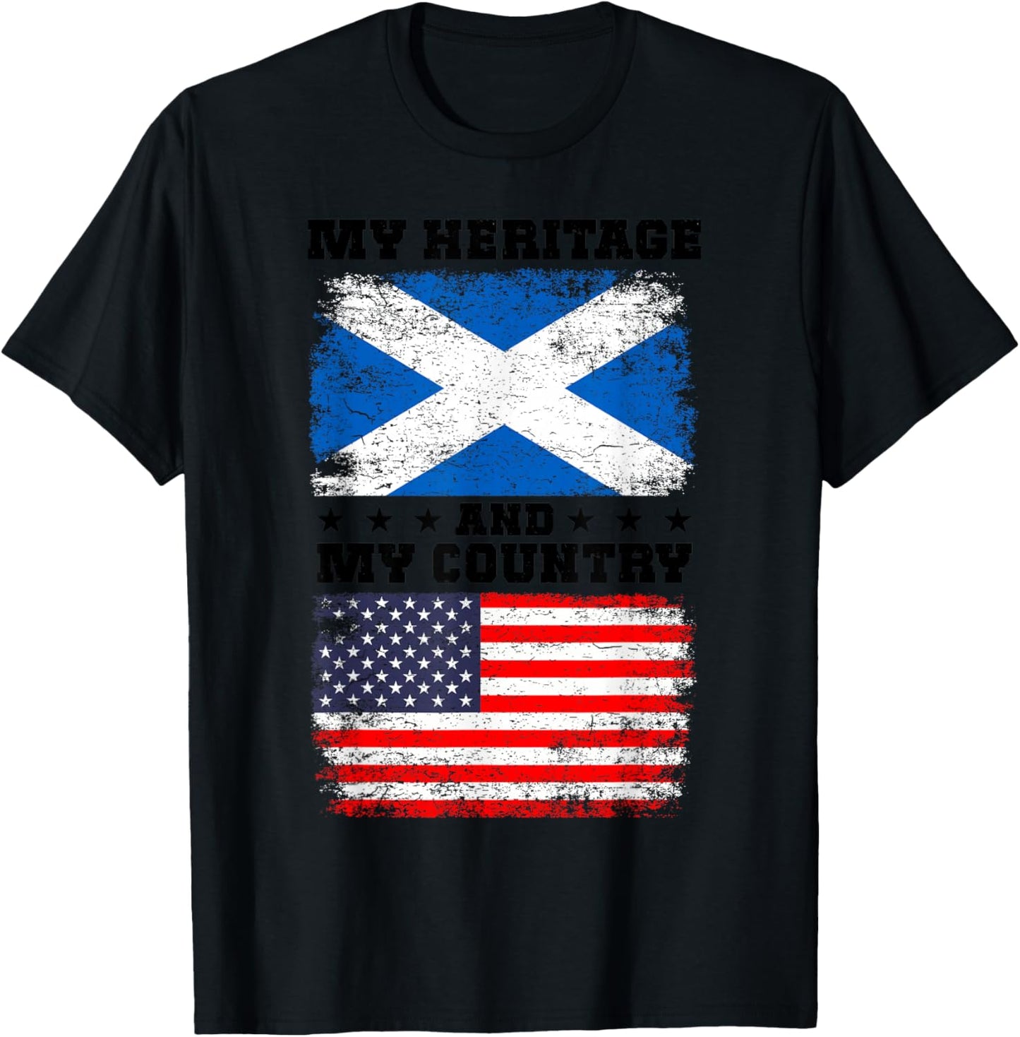 Scotish Heritage Uniform American Outfit US Scotland Flag T-Shirt - T-Shirt | Black