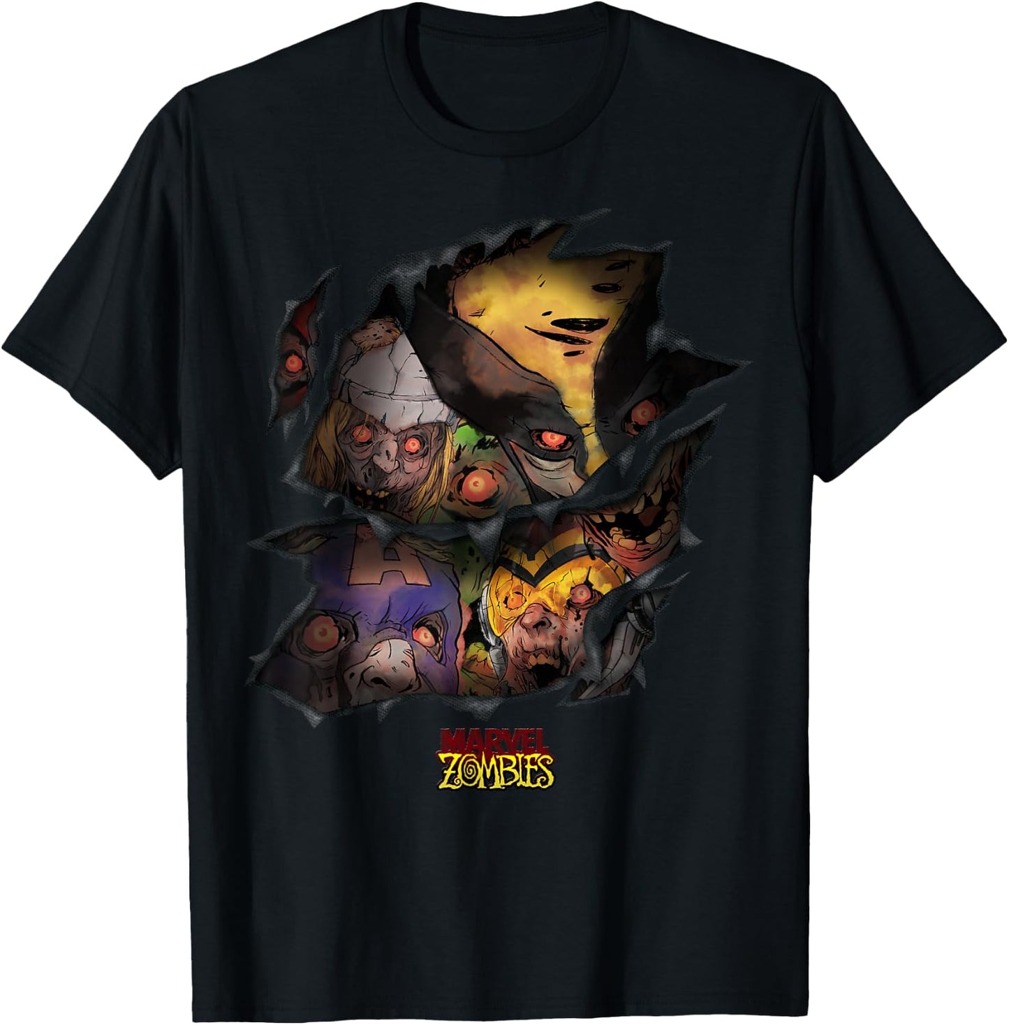 Marvel Zombies Group Shot Zombies Ripping Through T-Shirt - T-Shirt | Black
