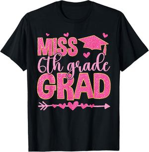 Little Miss 6th Grade Grad 2025 Sixth Grade Graduation Gift T-Shirt - T-Shirt | Black