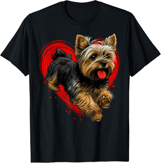 Cute Yorkshire Terrier Dog on Yorkshire Terrier Lover T-Shirt - T-Shirt | Black