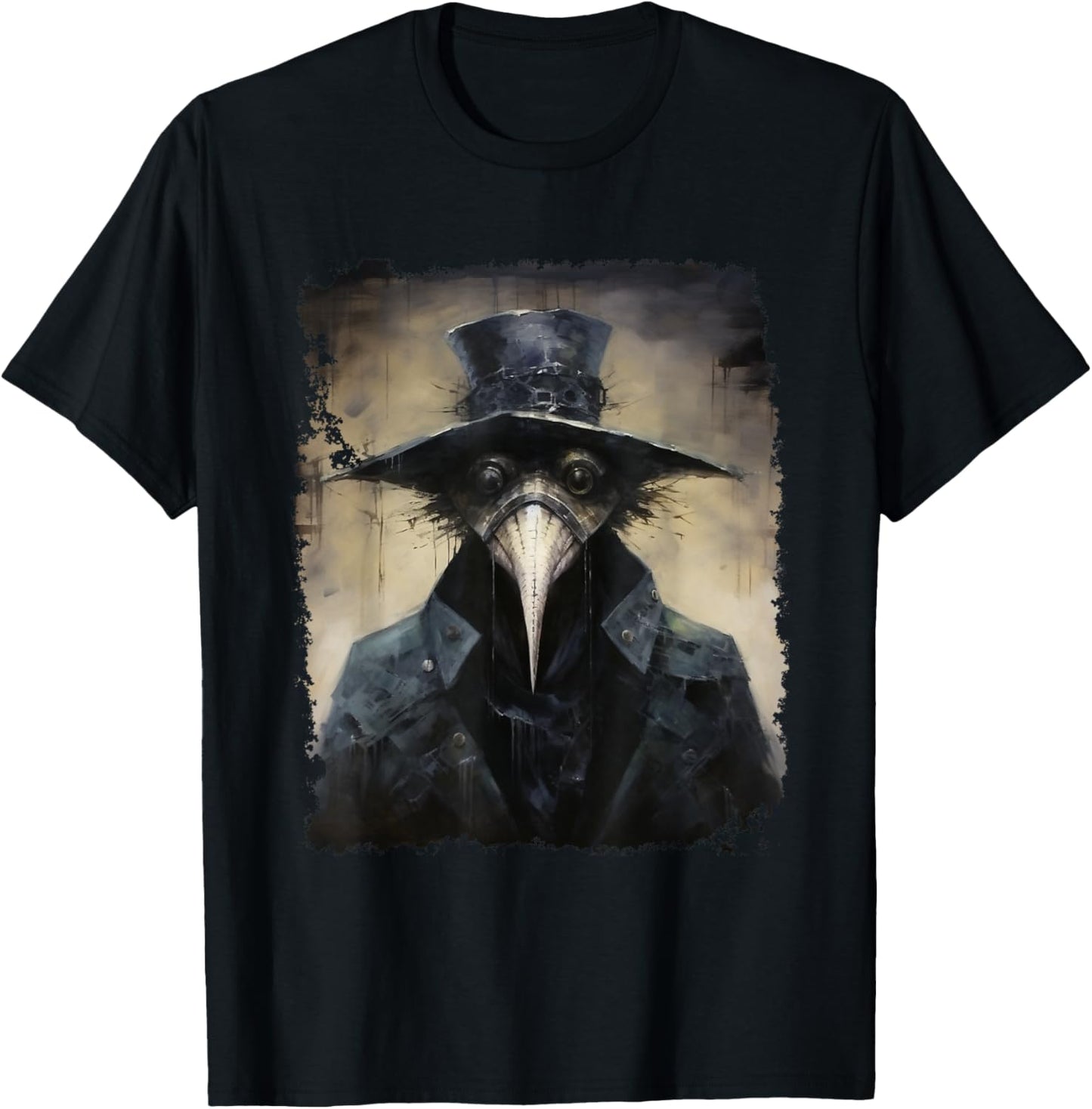 FrightNightFits Plague Doctor - Black, Small - Horror Halloween Graphic Design - -Adult, -Kids - Short Sleeve - Cotton Blend - - Halloween T-Shirt - T-Shirt | Black
