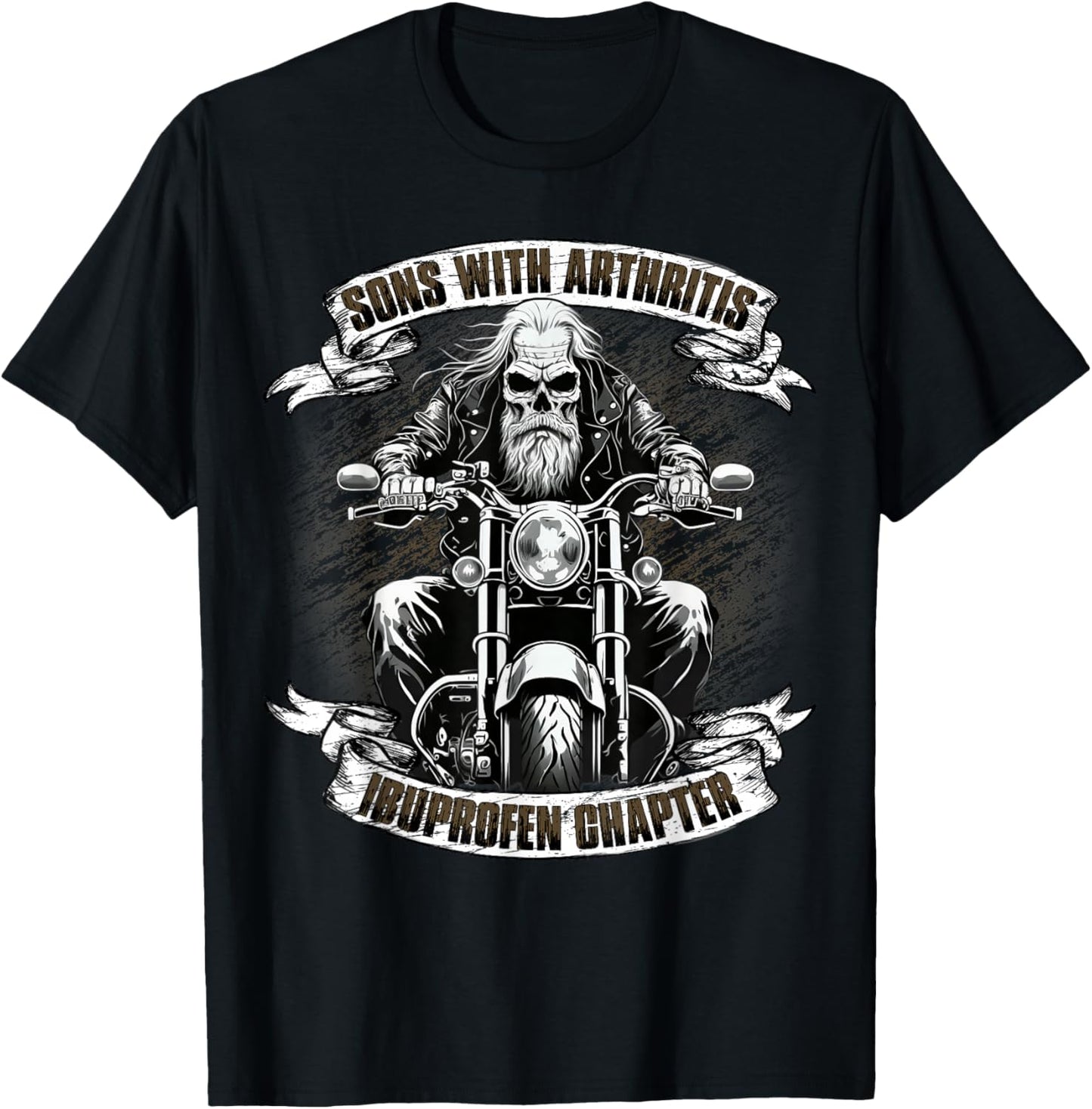 Funny Apparel for older Bikers Sons with Arthritis Ibuprofen Chapter Men's Black Motorcycle T-Shirt - T-Shirt | Black