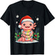 Girls Axolotl Christmas Santa Hat Funny Xmas Pajamas Kids T-Shirt - T-Shirt | Black
