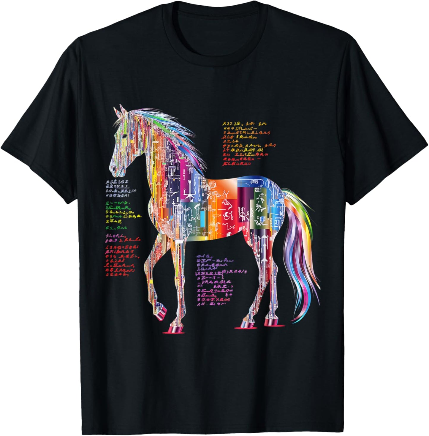 Horse Artwork Colorful Abstract Animal Art Graphic Horse T-Shirt - T-Shirt | Black