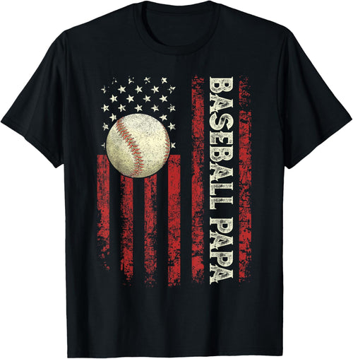 Father's Day Baseball Papa USA Flag Gifts Dad Men Baseball