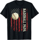 Father's Day Baseball Papa USA Flag Gifts Dad Men Baseball T-Shirt - T-Shirt | Black