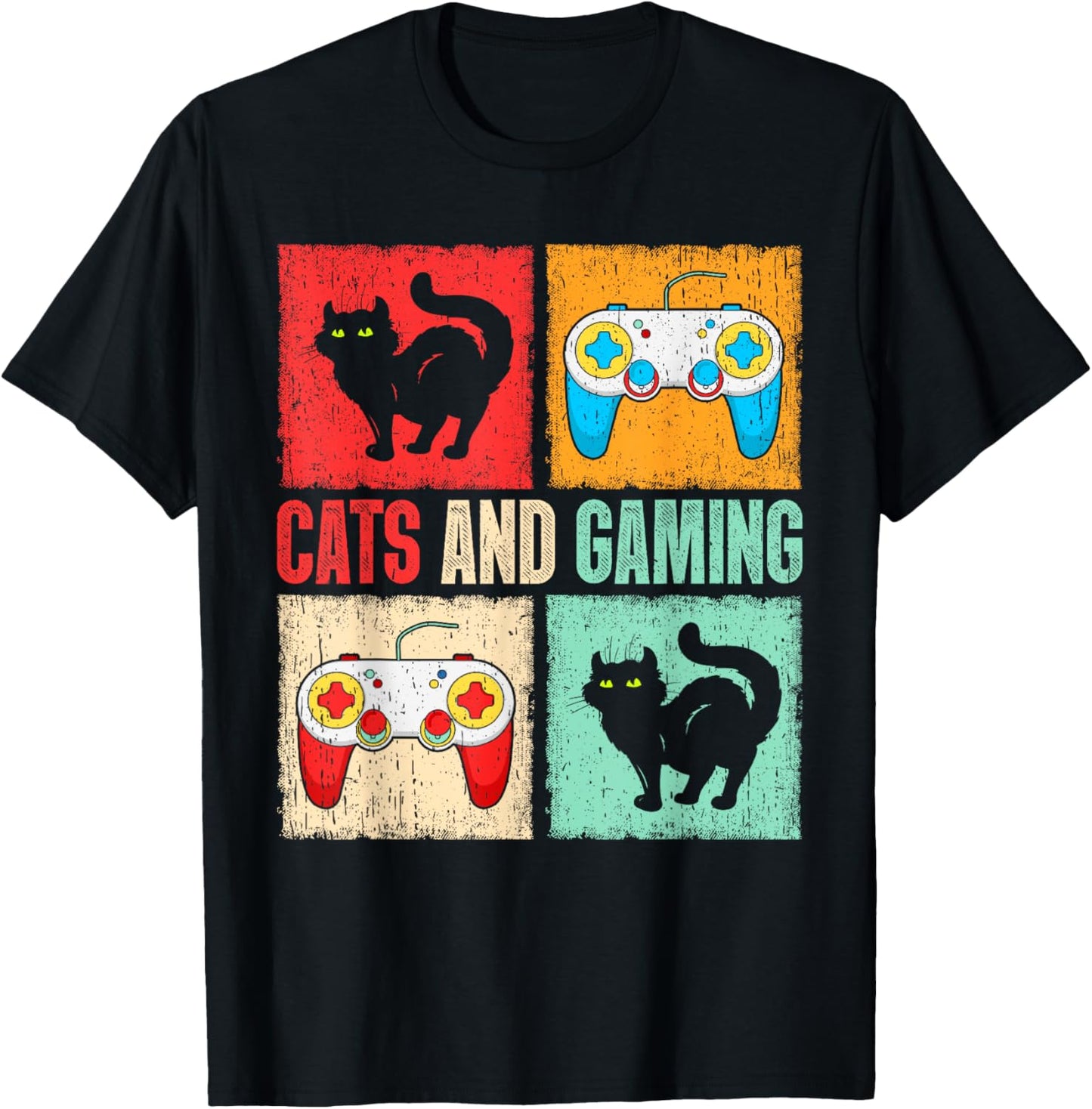 Cats And Gaming For The Cat Lover Gamer Video Game Player Women Kids T-Shirt - T-Shirt | Black