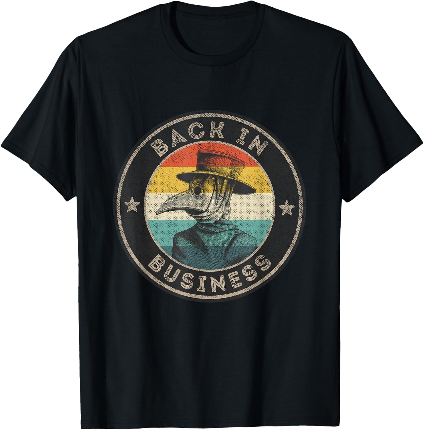 Wear A Mask Plague Doctor Vintage Retro Back In Business T-Shirt - T-Shirt | Black