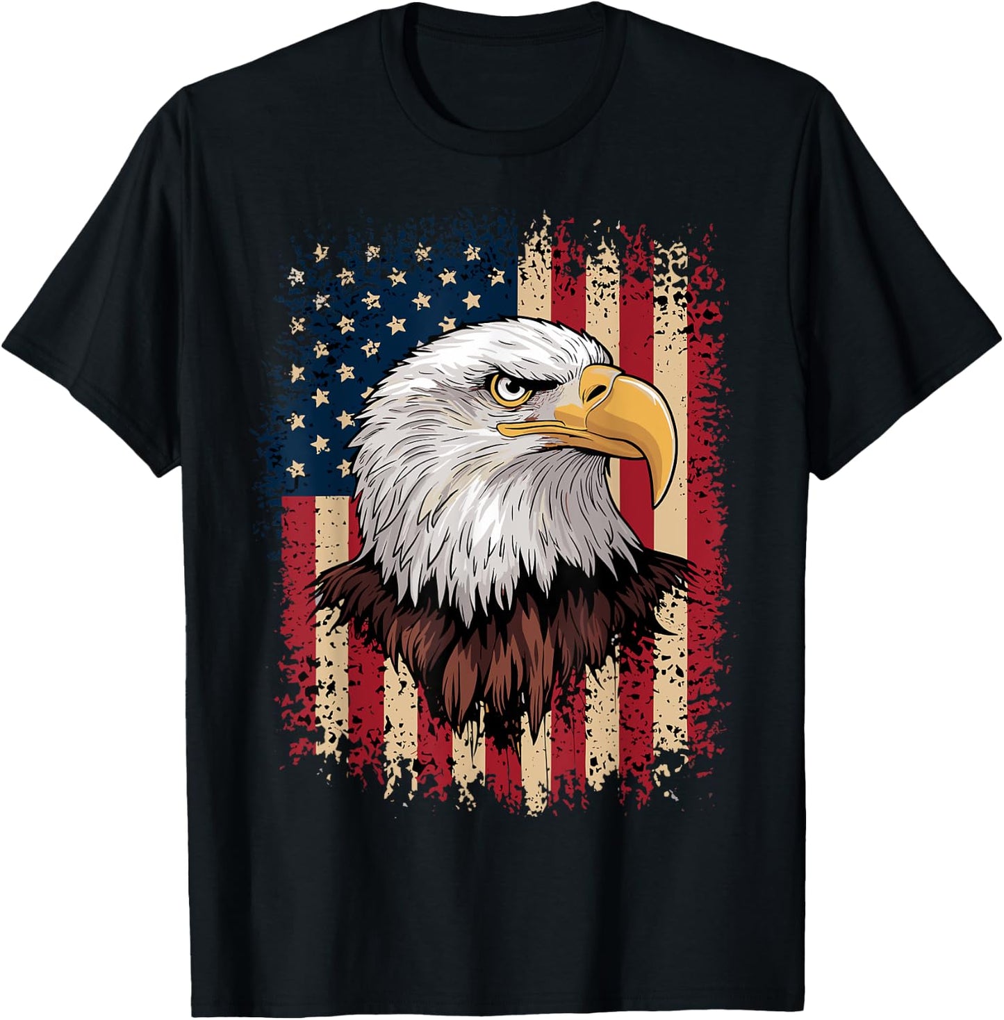 American Flag Bald Eagle Patriotic T-Shirt - T-Shirt | Black