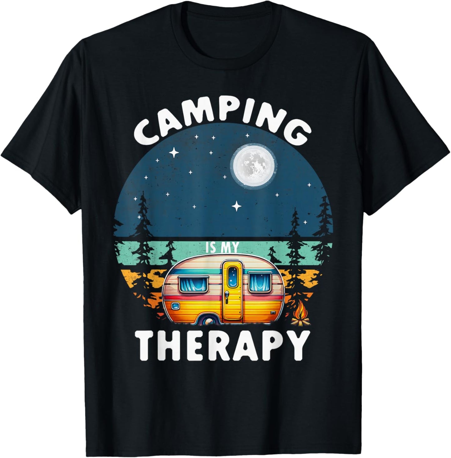 Camping Is My Therapy T-Shirt - T-Shirt | Black
