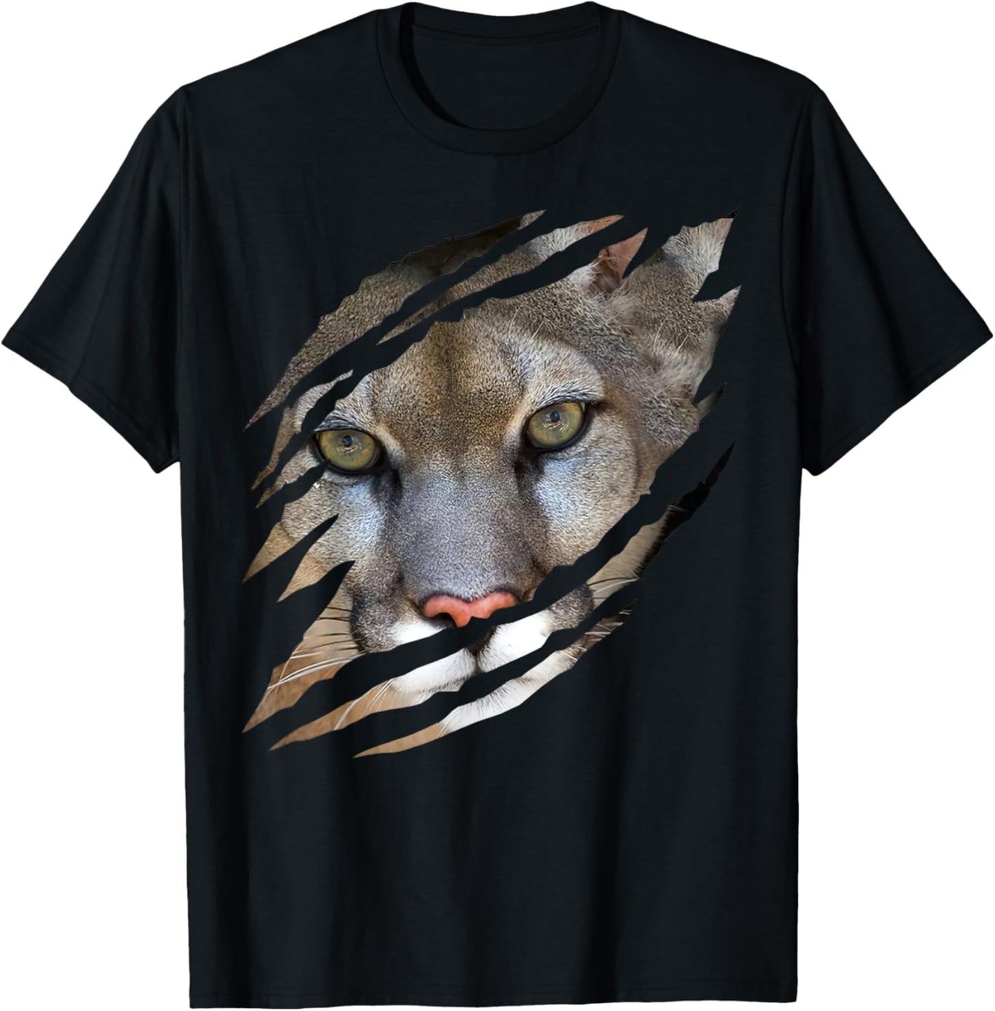 Cougar Face Cougar Claw Marks Wild Animals Lover T-Shirt - T-Shirt | Black