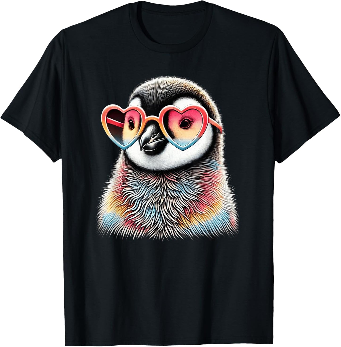 Cute Valentines Day Penguin Heart Sunglasses Boys Girls Kids T-Shirt - T-Shirt | Black