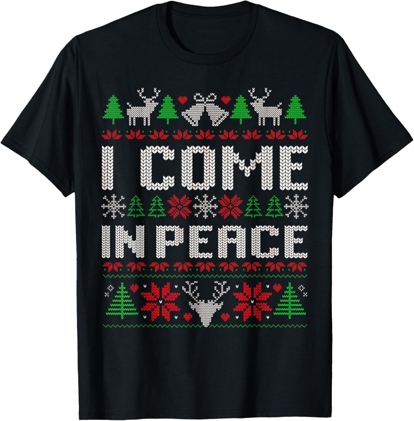 I Come In Peace I'm Peace Funny Matching Couple Christmas T-Shirt - T-Shirt | Black