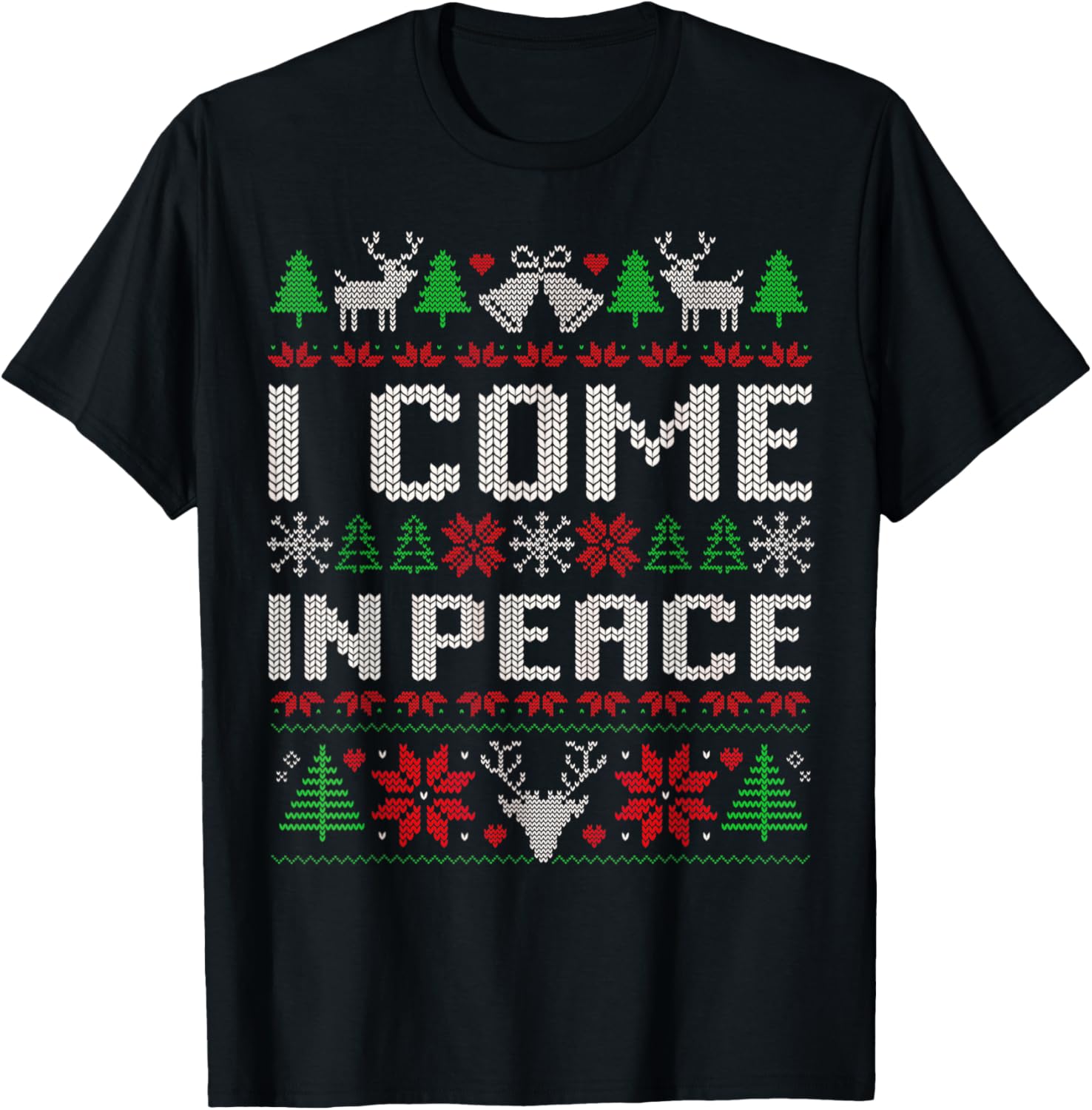 I Come In Peace I'm Peace Funny Matching Couple Christmas T-Shirt - T-Shirt | Black