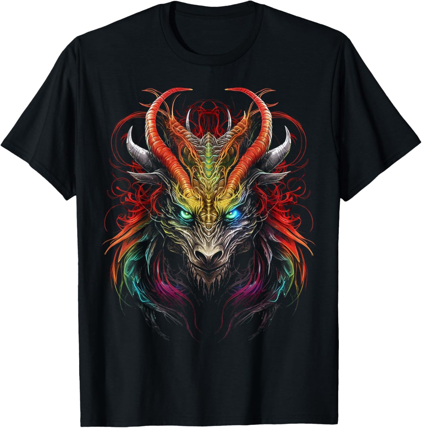 Dragon Abstract Colorful Animal Art Graphic Dragon T-Shirt - T-Shirt | Black