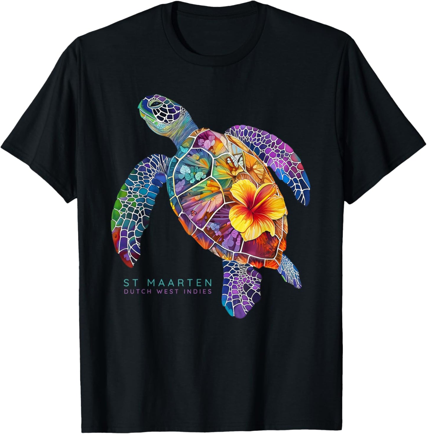 St. Maarten Sea Turtle Dutch West Indies St. Martin Vacation T-Shirt - T-Shirt | Black
