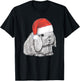 Dwarf Lop Eared Bunny Rabbit In Santa Claus Christmas Hat T-Shirt - T-Shirt | Black
