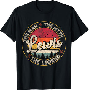 Lewis The Man The Myth The Legend Personalized Name T-Shirt - T-Shirt | Black