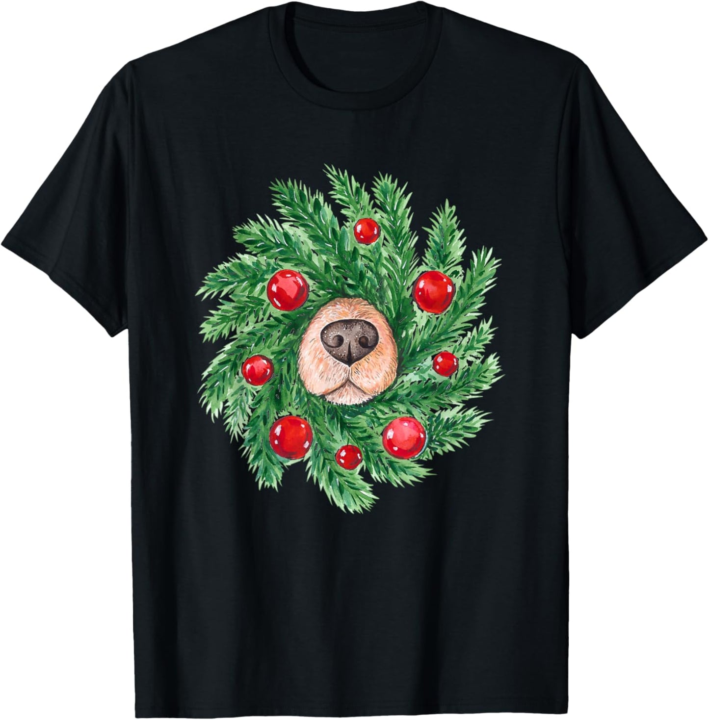 Youth Black Small Christmas Wreath T-Shirt - T-Shirt | Black