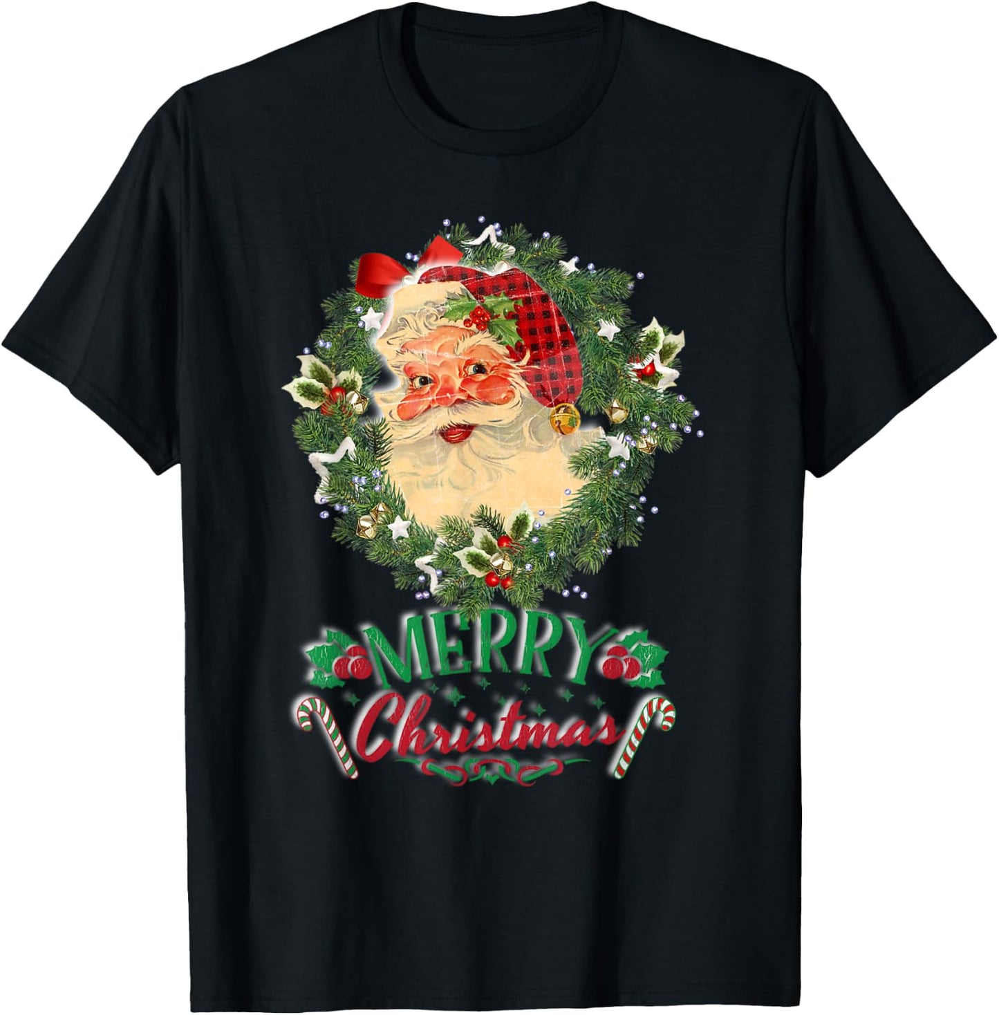Vintage Santa Claus St Nicholas Old Fashioned Christmas T-Shirt - T-Shirt | Black