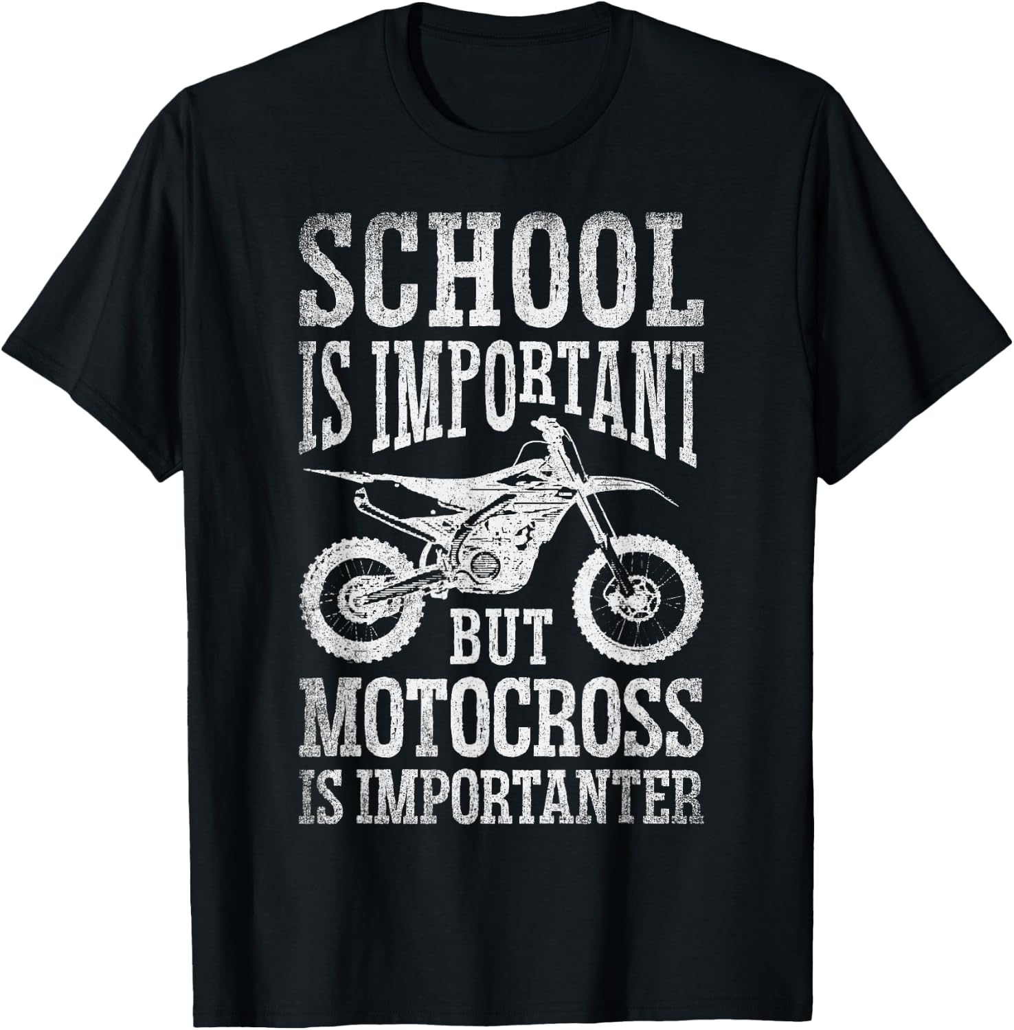 School Is Important But Motorcross Is Importanter Dirt Bike T-Shirt - T-Shirt | Black