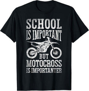 School Is Important But Motorcross Is Importanter Dirt Bike T-Shirt - T-Shirt | Black