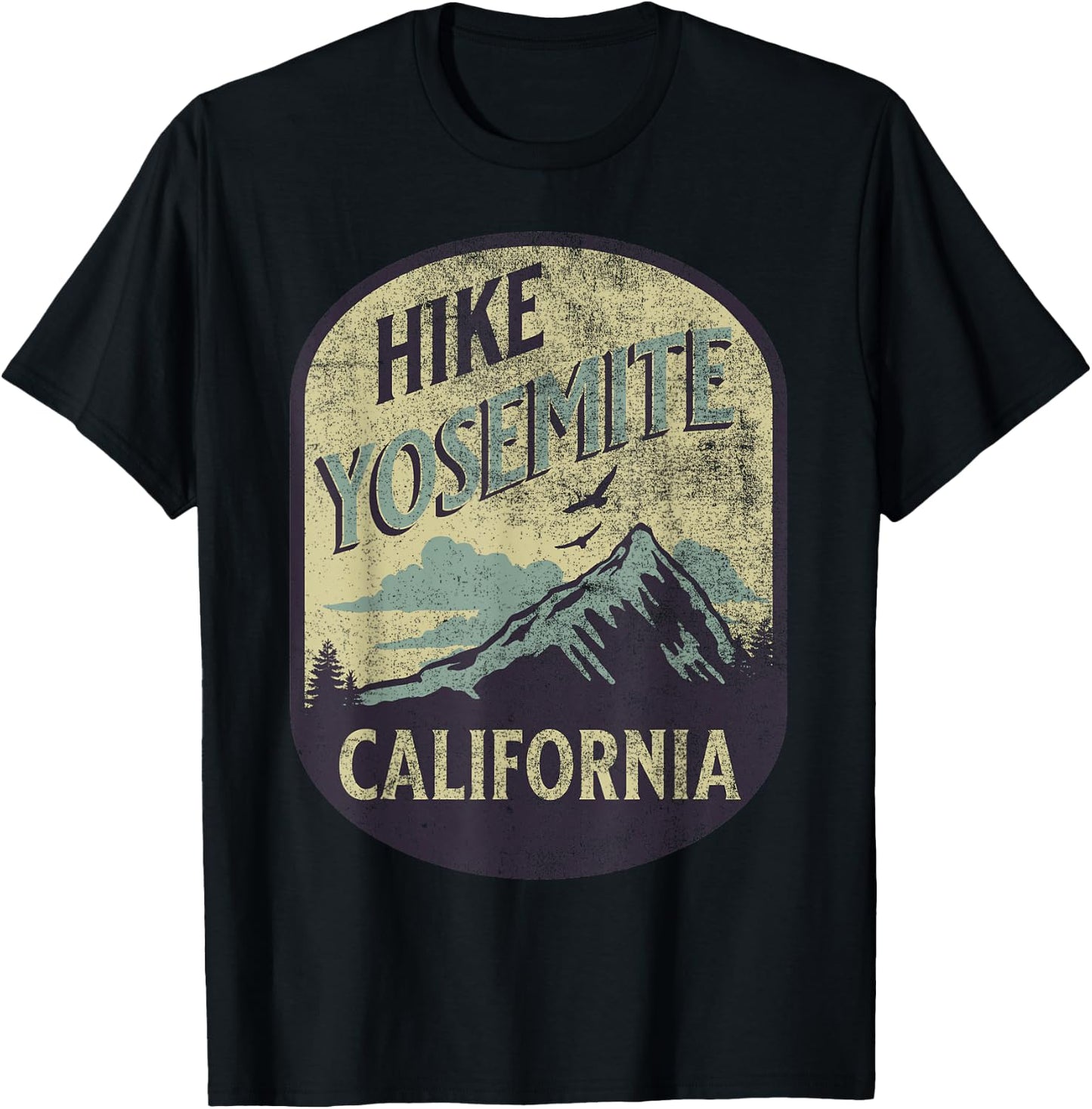 Yosemite California Nature Hike Mountain Outdoors Vintage T-Shirt - T-Shirt | Black
