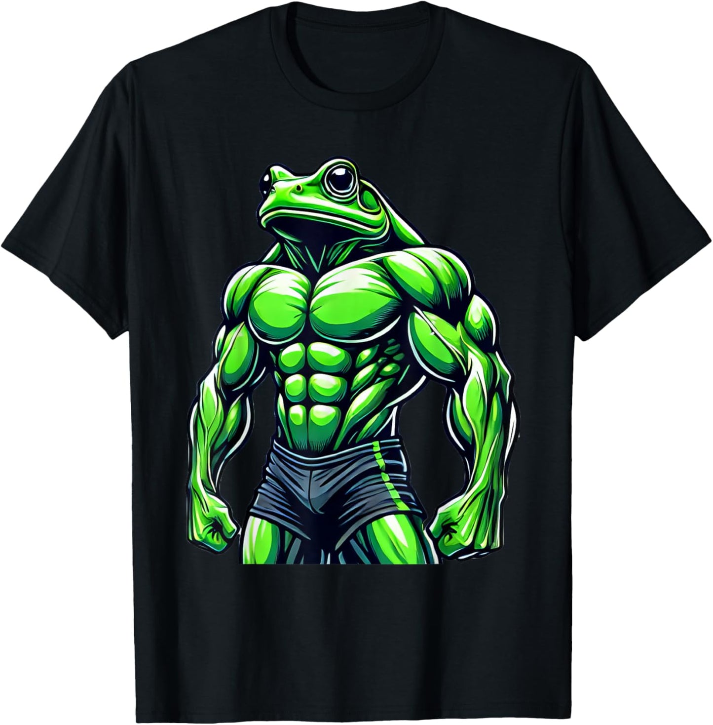 Muscular Frog Powerlifting Weightlifting Gym Workout T-Shirt - T-Shirt | Black