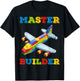 Cute Master Builder Kids Building Blocks Toy Plane Lover T-Shirt - T-Shirt | Black