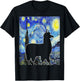 Llama Starry Night Alpaca Van Gogh Llama Painting T-Shirt - T-Shirt | Black