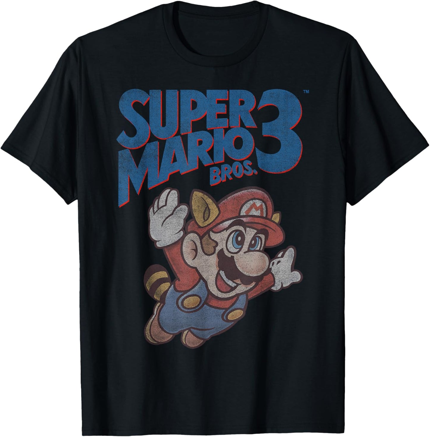 Super Mario 3 Flying Mario Vintage Distressed Poster T-Shirt - T-Shirt | Black