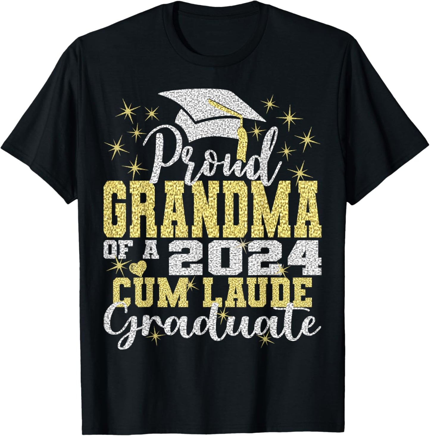Proud Grandma of 2024 Cum Laude Graduate Class of 2024 T-Shirt - T-Shirt | Black