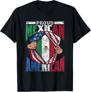 Proud Mexican American Us Mexican American T-Shirt - T-Shirt | Black