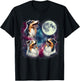 Three Australian Shepherds Howling at Moon Funny Weird Meme T-Shirt - T-Shirt | Black