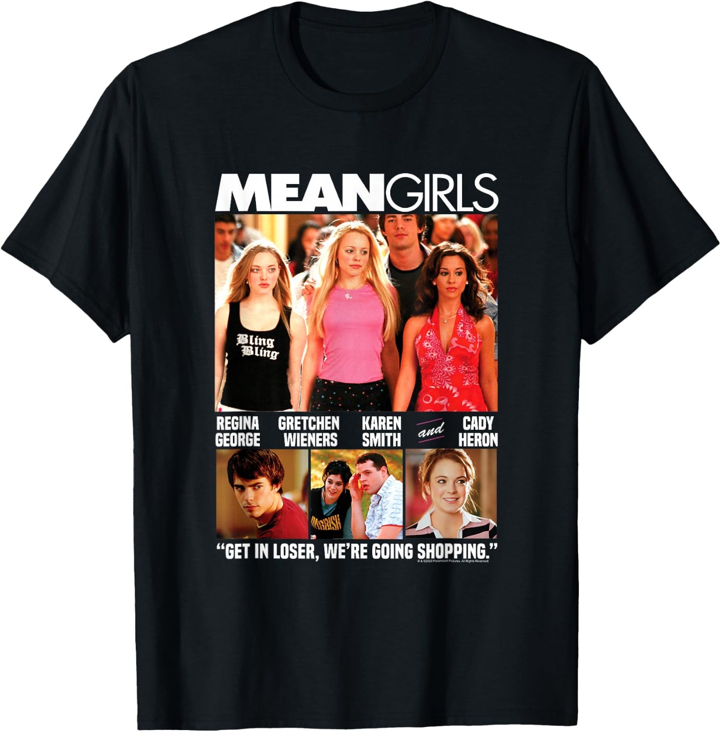 Mean Girls Movie Poster Photo Collage Y2K Movie T-Shirt - T-Shirt | Black