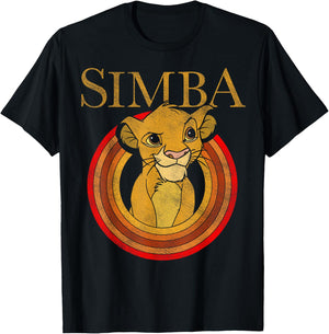 Disney The Lion King Simba Vintage Portrait Front And Back T-Shirt - T-Shirt | Black