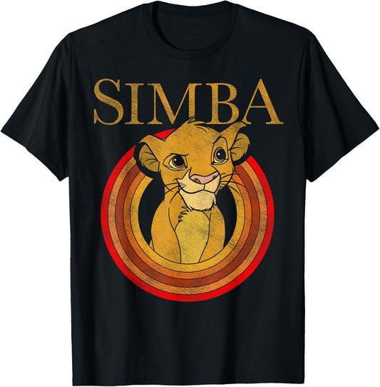 Disney The Lion King Simba Vintage Portrait Front And Back T-Shirt - T-Shirt | Black