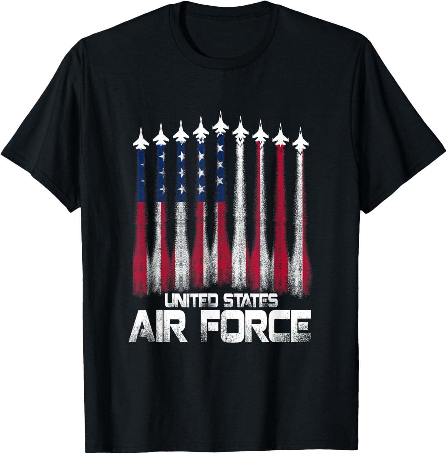 Air Force US Veterans American Flag 4th of July Patriotic T-Shirt - T-Shirt | Black