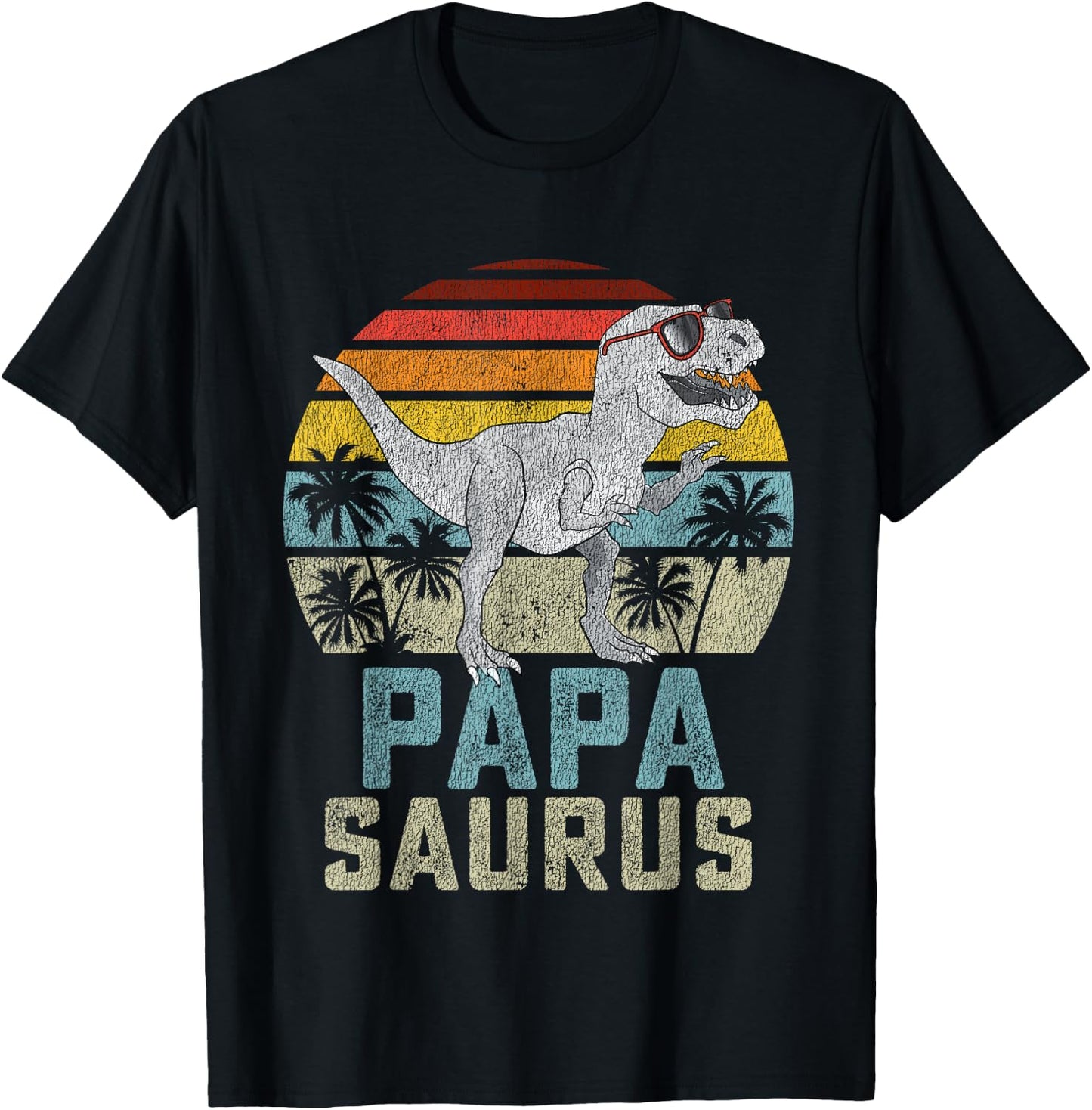 Papasaurus T Rex Dinosaur Papa Saurus Family Matching T-Shirt - T-Shirt | Black