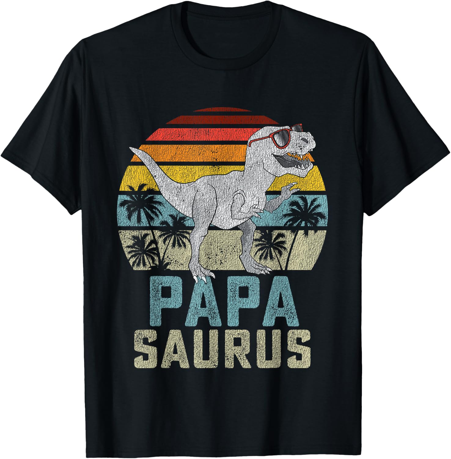 Papasaurus T Rex Dinosaur Papa Saurus Family Matching T-Shirt - T-Shirt | Black