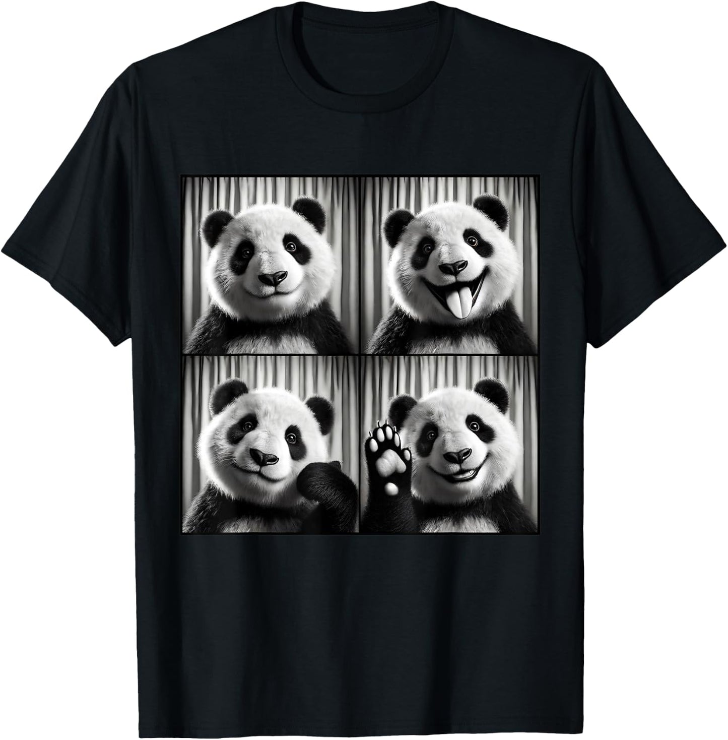 Cute Panda Selfie Photo Funny Photobooth Panda Lover T-Shirt - T-Shirt | Black