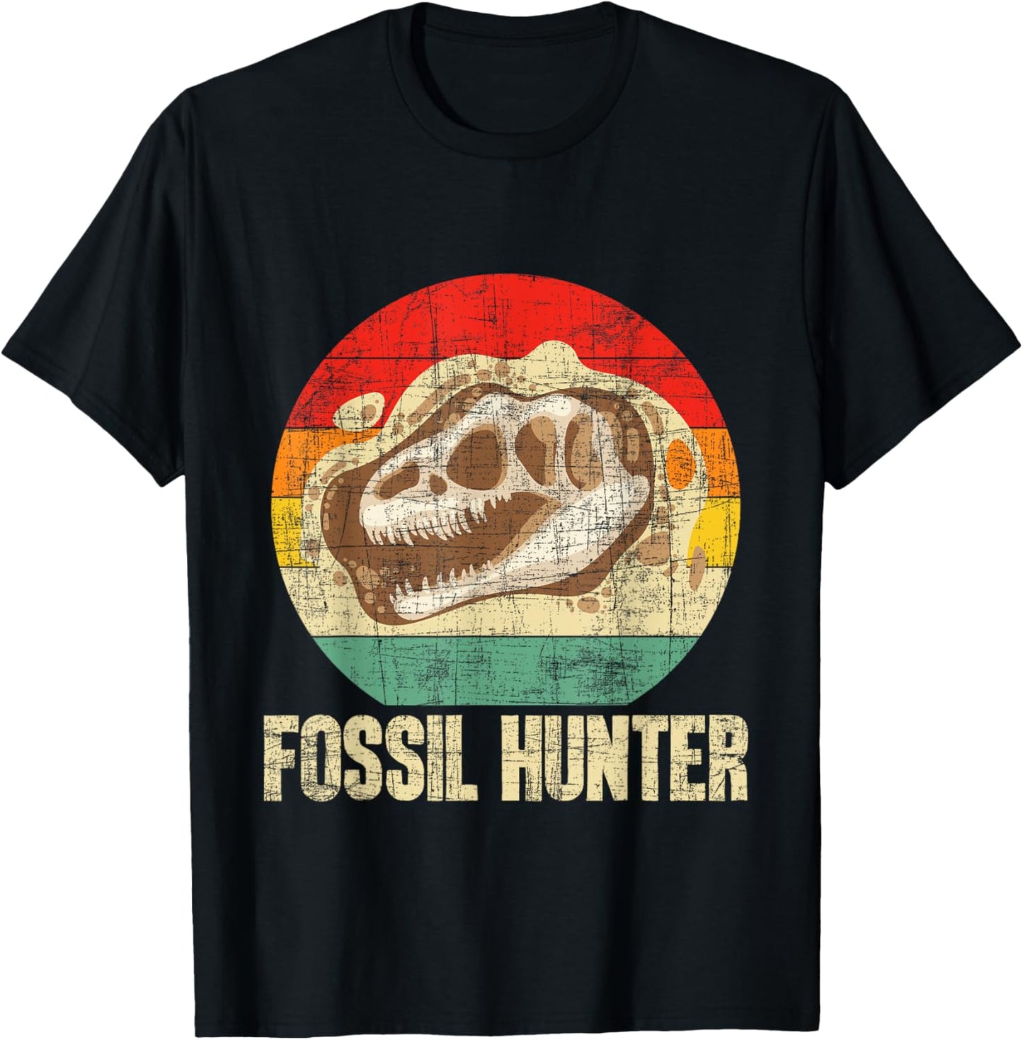 Fossil Hunter - Retro Paleontologist Paleontology T-Shirt - T-Shirt | Black