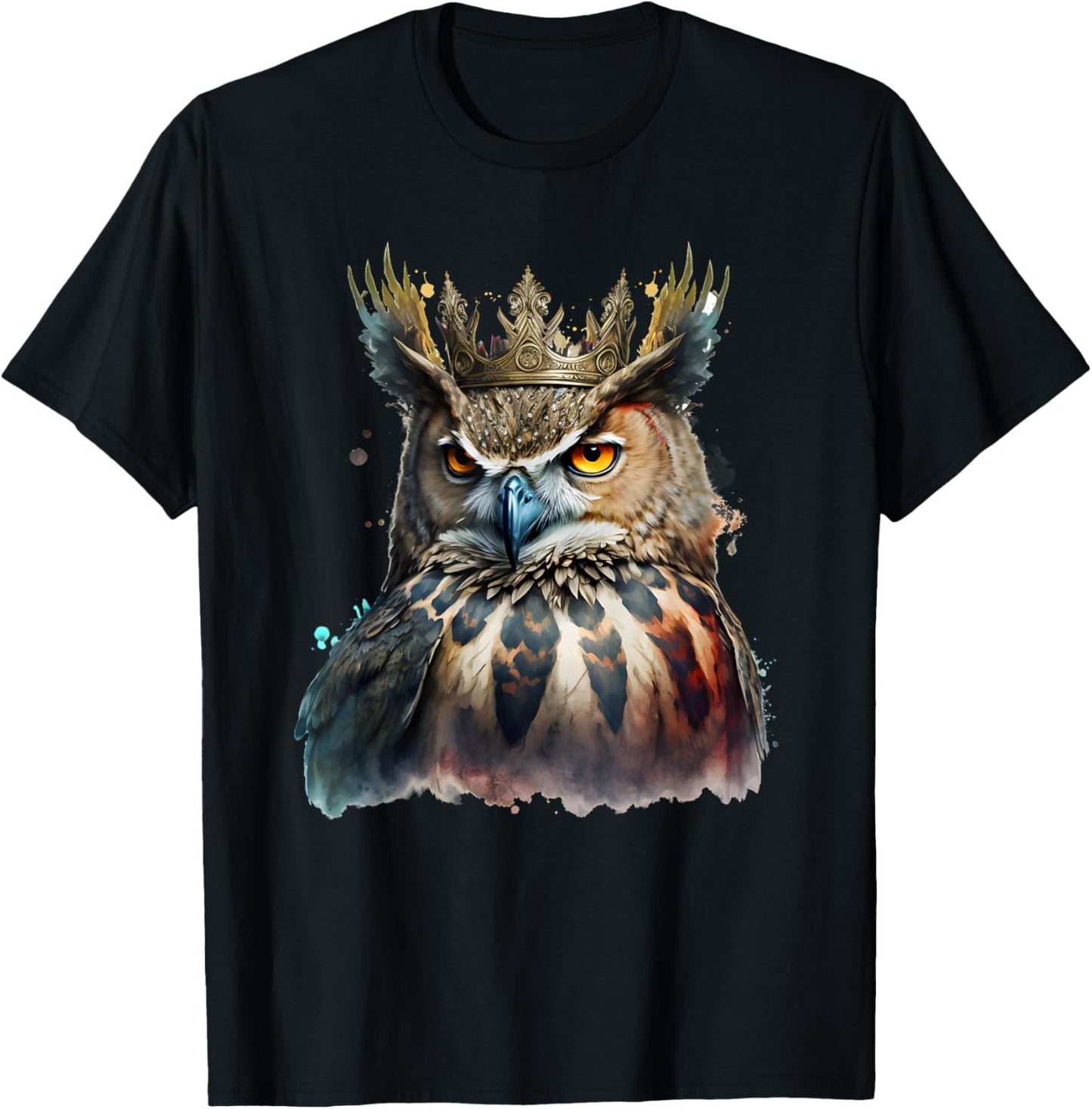 Funny king animal men owl T-Shirt - T-Shirt | Black